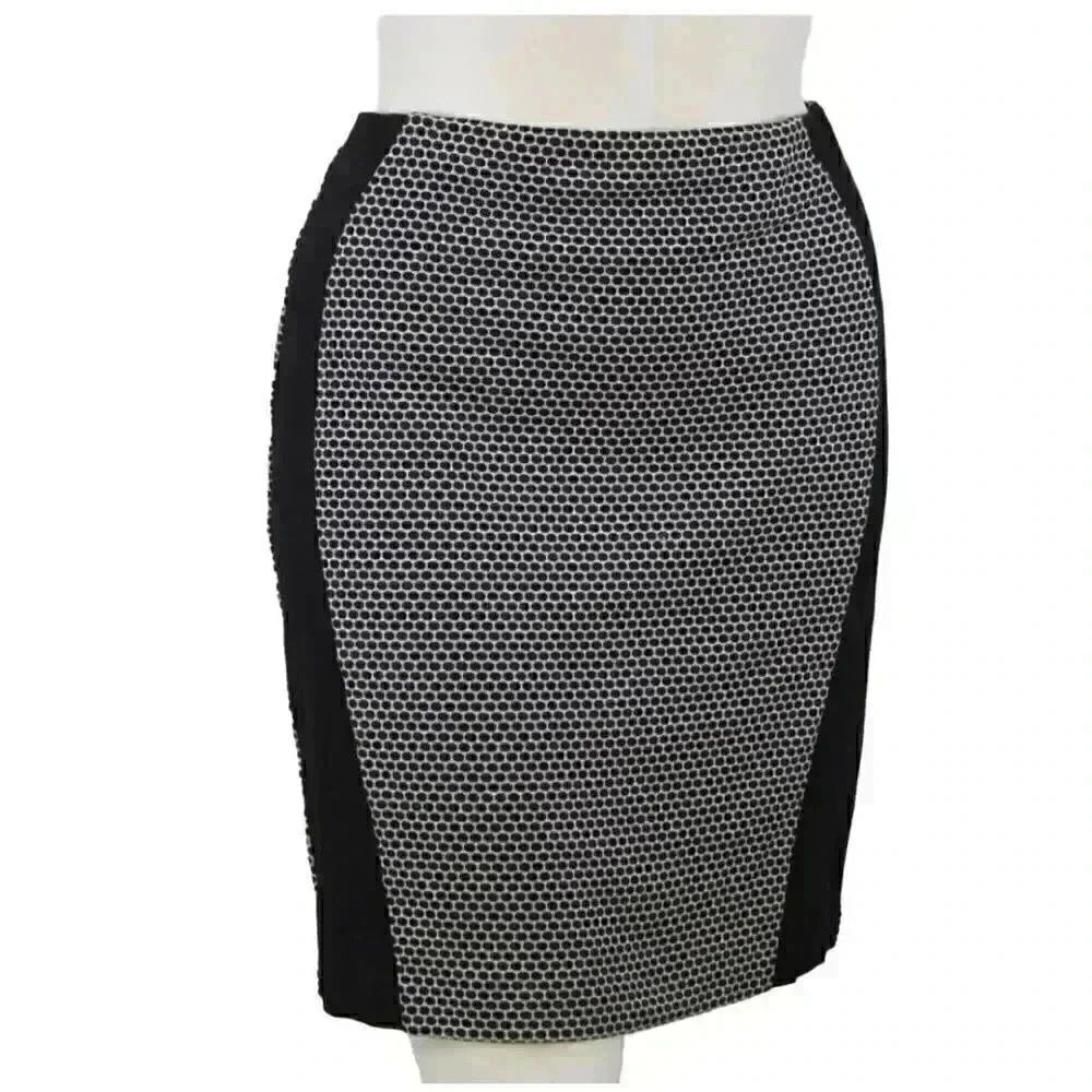 Vince Camuto Women's Black & White Poly/Spandex Paneled Pull Up Pencil Skirt
